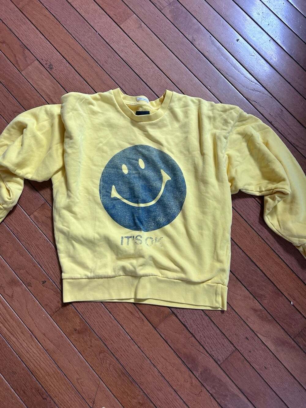 MOTHER Yellow Smiley Graphic Crewneck Sweatshirt - Picture 2 of 4